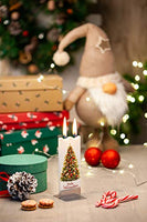 Flatyz - Twin Wick Flat Candle - Christmas Tree, Red & White