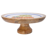 Boston International - 10" x 4" Round Wood Pedestal Platter - Tri-Stack Pumpkins