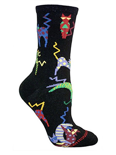 Wheel House Designs Socks - Crazy Cats on Black Socks - 9-11