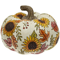 Boston International - Large Carved Pumpkin - Sunflowers on Cream