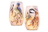 Stony Creek - Frosted Glass - 5" Lighted Vase - Birdwatching - Chickadee