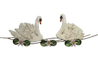 Bovano - Wall Sculpture - Two Swans w/ Waterlily Flowers