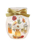 Stony Creek - 4" Glass USB Lighted Jar w/Gold Ribbon - Simple Harvest