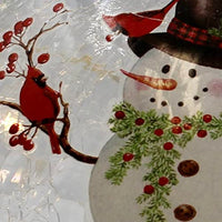 GC - Snowman w/ Cardinals - 6" LED Lighted Crackle Glass Globe