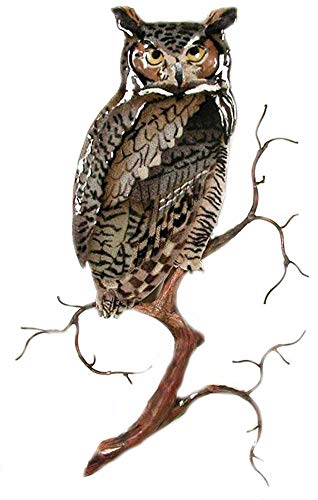 Bovano - Wall Sculpture - Great Horned Owl On Branch