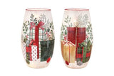 Stony Creek - Frosted Glass 5" Lighted Vase - Classic Christmas Green