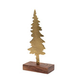 Boston International Christmas Tree for Tabletop Mantel Shelf Winter Holiday Decorations for Home, Small, Gilded Gold Spruce Tree on Wood Base