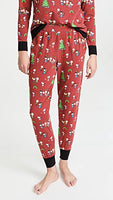 BedHead - Long Sleeve Pullover Crew & Jogger PJ Set - Peanuts Holiday Party - X-Small