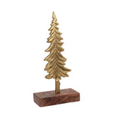 Boston International Christmas Tree for Tabletop Mantel Shelf Winter Holiday Decorations for Home, Small, Gilded Gold Spruce Tree on Wood Base