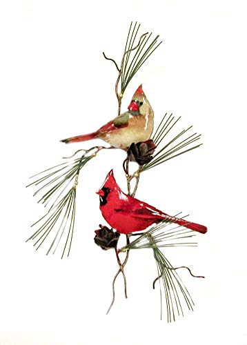 Bovano - Wall Sculpture - 2 Cardinals Sitting on Pine Branches