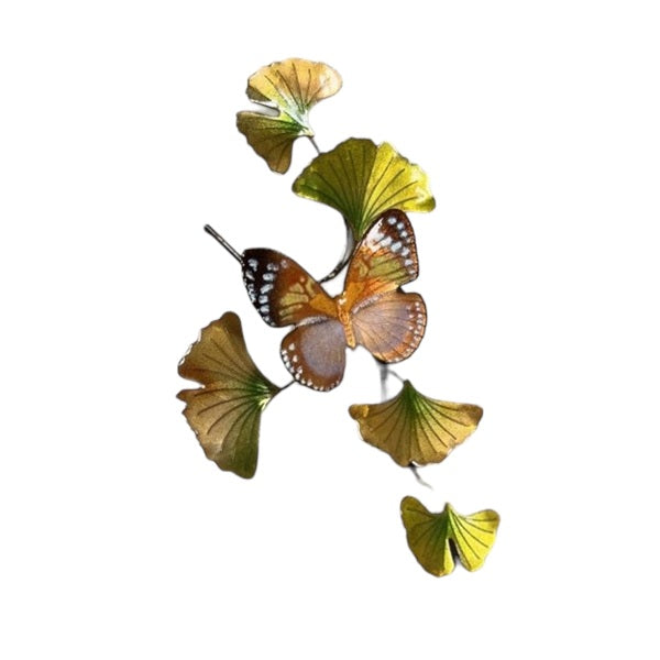 Bovano - Wall Sculpture - Forest Queen Butterfly on Ginkgo Branch