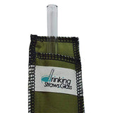 Drinking Straws.Glass - Glass Straw Set - 9.5mm x 8" - Olive Green Case