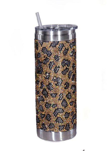 Jacqueline Kent - Bubbles & Bling Tumbler - Wild Thing Leopard Gold