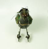 Mullanium - Steampunk Inspired Sculpture - Large Emerald Jay on Wheels