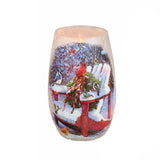 Stony Creek - 5" Frosted Lighted Vase - Winter Cardinals