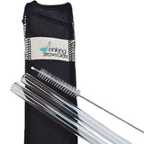 Drinking Straws.Glass - Double Glass Straw Set -  9.5mm x 8" - Black Case