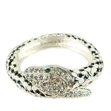 Kenze Penne - Snake Bracelet - Black, White & Silver w/ Rhinestones