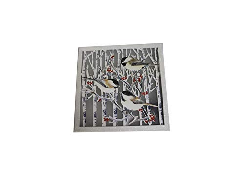 Stony Creek - Laser Cut - 12" Wall Plaque Lighted - 3 Chickadees