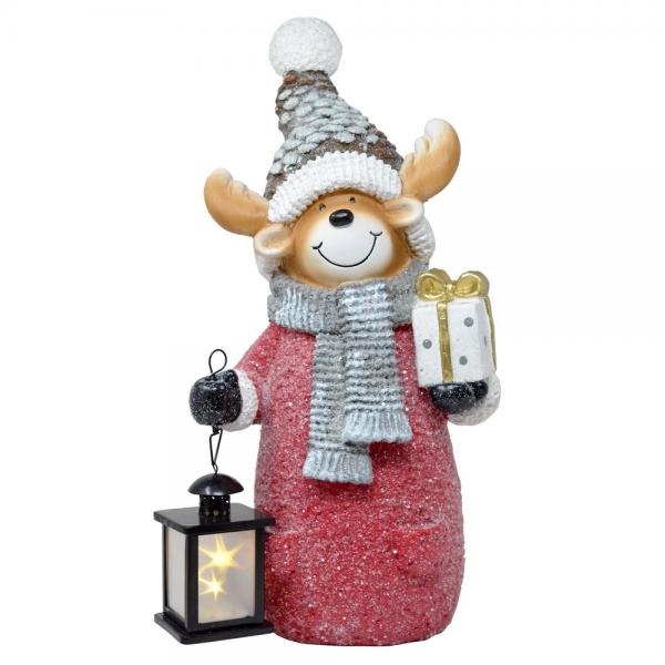 Gift Essentials - 18" Light up LED Doorway Greeter - Moose w/ Lantern