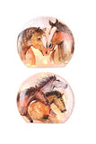 Stony Creek - Frosted Glass - 7" Round Lighted Vase - 3 Thoroughbreds