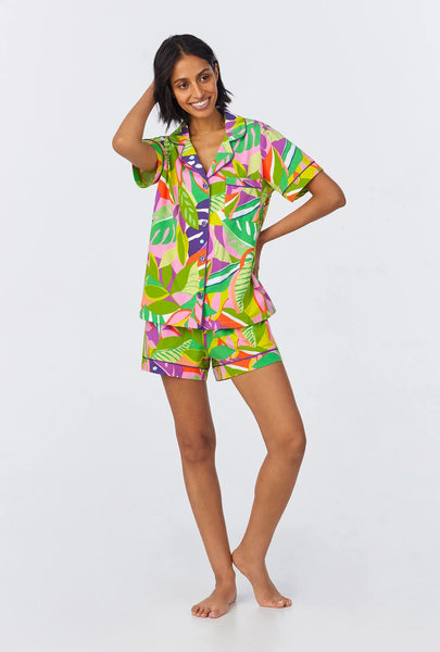 BedHead - S/S Shorty Jersey PJ Set - Jungle Leaves - Medium