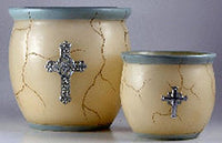 Encore - Tealight Holders - Spiritual Harvest - Crackled Lt Blue - Set of 2