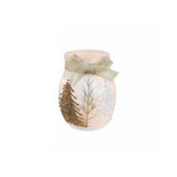 Stony Creek - 4" Frosted Glass Lighted Jar w/Ribbon - Winter Wonderland Bronze