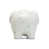 Child To Cherish - White Elephant Money Bank - Blue Polka Dot