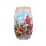 Stony Creek - 5" Frosted Lighted Vase - Winter Cardinal Couple
