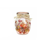 Stony Creek - 4" Frosted Glass Lighted Jar w/Garland - Give Thanks Bouquet