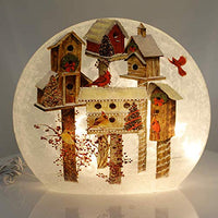 Stony Creek - Frosted Glass - 10" Round Lighted - Mixed Birdhouses