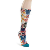 Demdaco - Mid Calf Crew Socks - Patriotic Presidents - American Flags