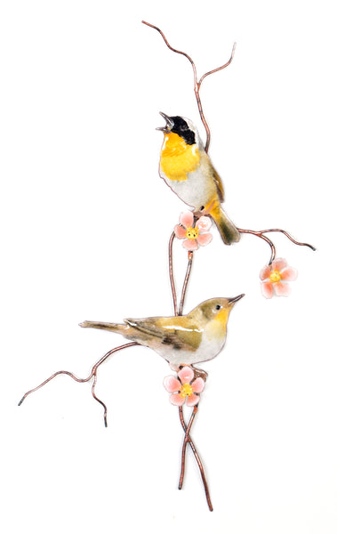 Bovano - Wall Sculpture - Yellow Throated Warbler Pair