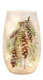 Stony Creek - 5" Frosted Glass Lighted Vase - Country Sugar Pinecone