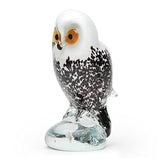 Snowy Owl Hand-Blown Glass 7" Sculpture