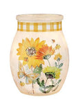 Stony Creek - 4" Glass USB Lighted Jar w/Ginham Ribbon - Yellow Flowers