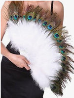 Zucker Feather - Marabou Fan - White & Peacock