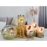 GC - 5.5" LED Frosted Glass Mason Jar - Field of Monarchs
