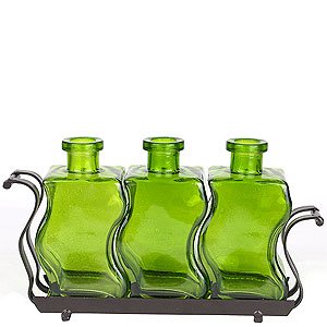 Couronne - 9.75" Wavy Bottle & Houston Stand - Set of 3 - Lime