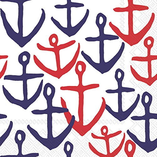 Boston International - 3-Ply 5" Cocktail Napkins - Anchors