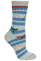 Wheel House Designs Socks - Canoe on Gray - 10-13