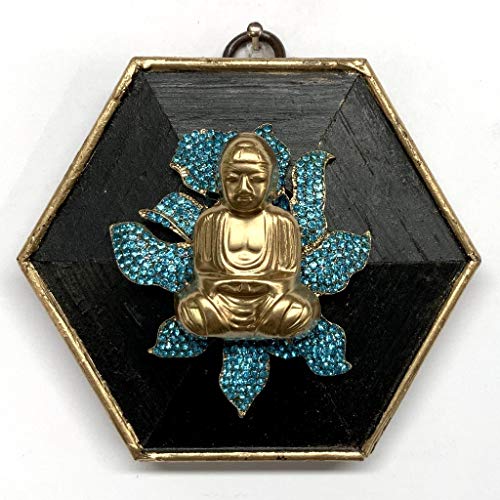 Museum Bees - Painted Frame w/ Buddha on Turquoise Brooch - 3.75"