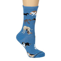 Wheel House Designs Socks - Dogs All Over on Blue - 9-11