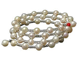 Pearlhill - 6mm - Coil Bracelet - Round White Pearl & Clear Beads