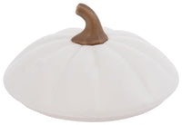 Boston International - 5"x7" Pumpkin Shaped Popover Dish & Lid - White