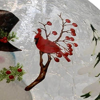 GC - Snowman w/ Cardinals - 6" LED Lighted Crackle Glass Globe