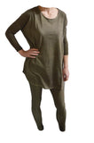 Rock Cotton - Rounded Bottom Tunic & Legging Set - Vintage Wash Green - M/L
