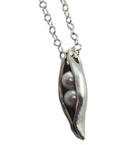The Vintage Pearl - 18" Charm Necklace - 2 Mini Sweet Peas in a Pod