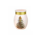 Stony Creek - 4" Frosted Glass Lighted Jar w/Ribbon - Elegant Holiday Tree