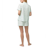 Bedhead - Women's S/S Cotton Sateen Shorty Set - Mint 3-D Stripe - Medium